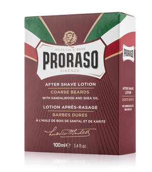 Proraso After Shave Lotion Coarse Beard Formula with Sandalwood and Shea Butter.- outer box
