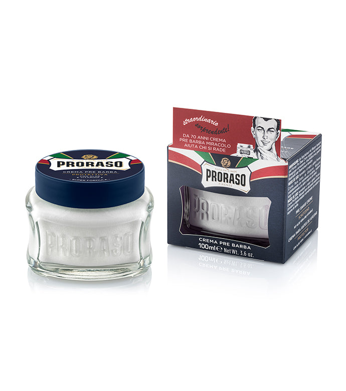 Protective Pre-Shave Cream Jar and packaging on white background 