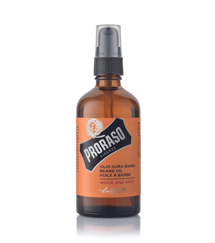Proraso Beard Oil Wood & Spice bottle on white background
