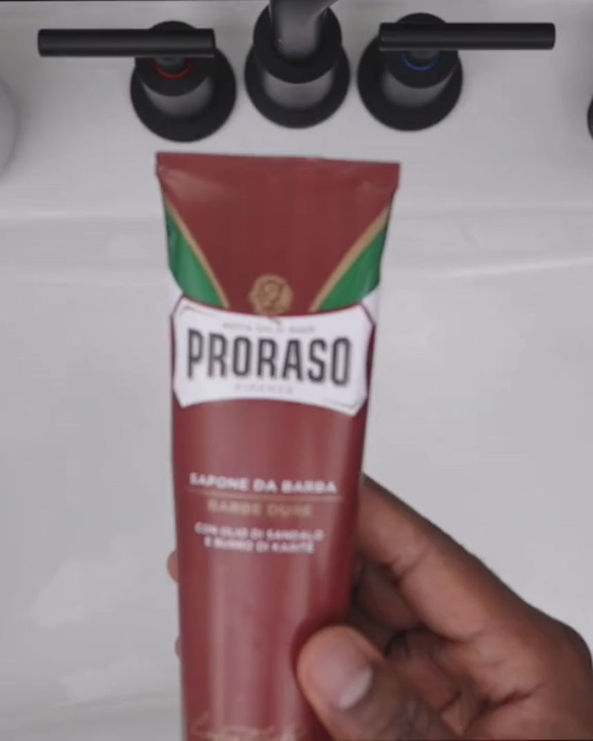 Man building a lather with Shave Cream Tube for Coarse Beards and Professional Shave Cream Tube