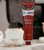 Proraso Nourishing for Coarse Beards After Shave Balm and Proraso Nourishing for Coarse Beards Shave Cream Tube on bathroom counter.