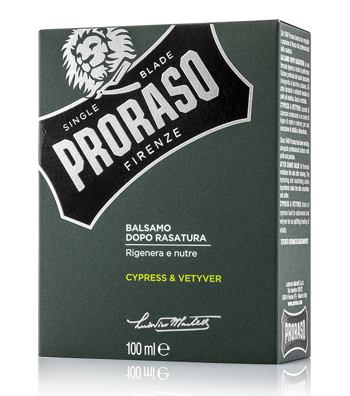 Proraso Single Blade Cypress & Vetyver Single Blade After Shave Balm Box