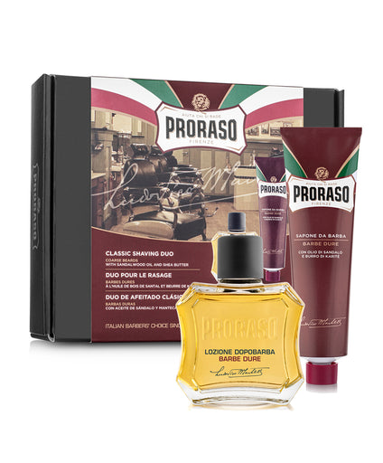 Proraso Classic Shaving Duo - Nourishing for Coarse Beard Formula - with Shaving Cream Tube and After Shave Lotion